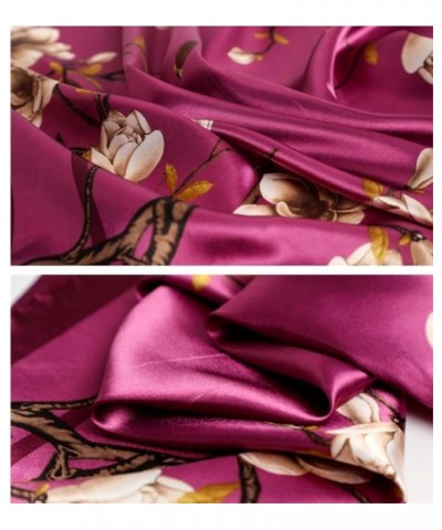 Scarves Scarf Scarves Shawl Soft Lightweight Square Silk Scarf Plum Bossom Print Shawl Gift Scarfs (Color : Purple, Size : 90...