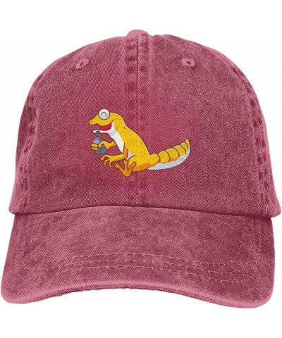 Cute Gecko Lizard Drinking Water Baseball Cap for Men Women Hat Vintage Cowboy Hats Adjustable Trucker Caps Red $11.47 Baseba...