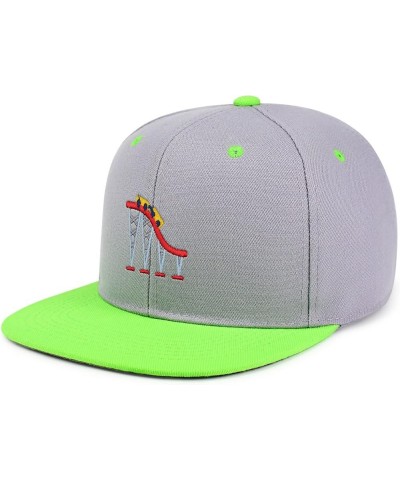 Roller Coaster Hip-Hop Snapback Hat Embroidered Baseball Cap Tycoon 37. Light Grey/Neon Green $11.99 Baseball Caps