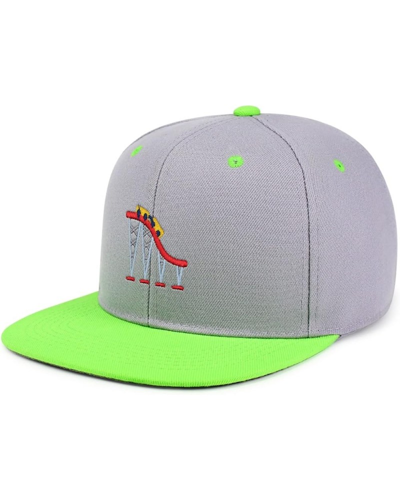 Roller Coaster Hip-Hop Snapback Hat Embroidered Baseball Cap Tycoon 37. Light Grey/Neon Green $11.99 Baseball Caps