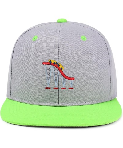 Roller Coaster Hip-Hop Snapback Hat Embroidered Baseball Cap Tycoon 37. Light Grey/Neon Green $11.99 Baseball Caps