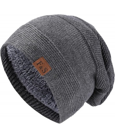 Womens Knitted Hat Mens Outdoor Windproof and Cold Warm Hat Plus Fleece Ear Protector Pile Cap Flannel Trapper Hat Men Grey $...