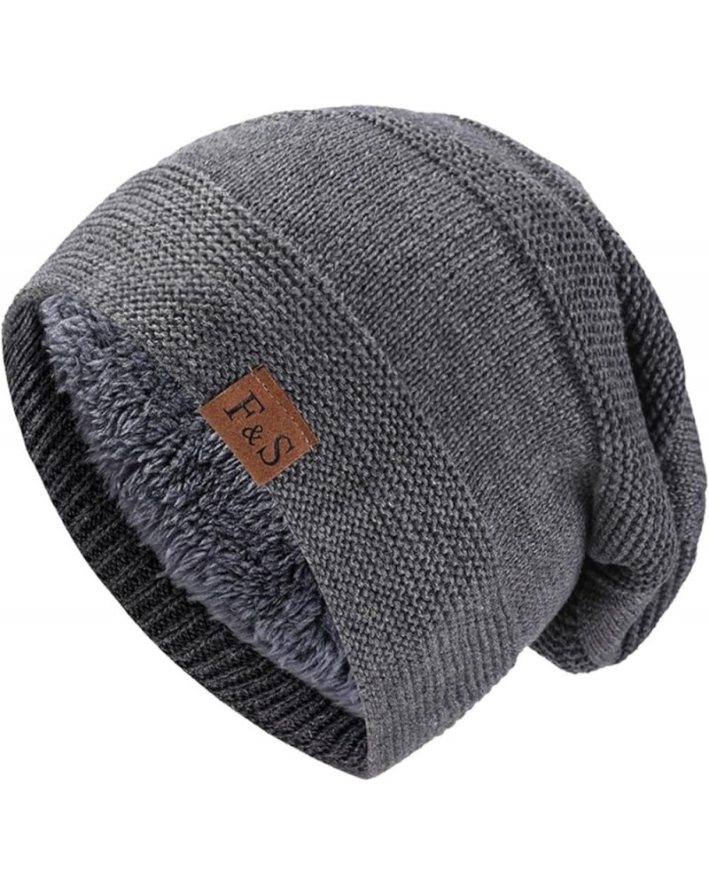 Womens Knitted Hat Mens Outdoor Windproof and Cold Warm Hat Plus Fleece Ear Protector Pile Cap Flannel Trapper Hat Men Grey $...