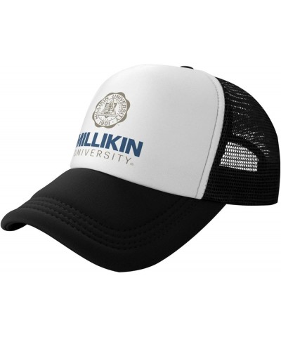 Millikin A University Logo Trucker Hats for Both Men and Women - Mesh Baseball Snapback Hats Black $20.24 Baseball Caps