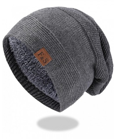 Womens Knitted Hat Mens Outdoor Windproof and Cold Warm Hat Plus Fleece Ear Protector Pile Cap Flannel Trapper Hat Men Grey $...