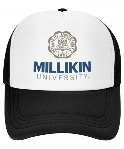 Millikin A University Logo Trucker Hats for Both Men and Women - Mesh Baseball Snapback Hats Black $20.24 Baseball Caps