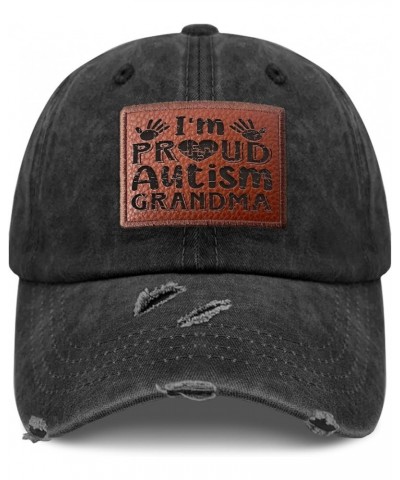 I'm A Proud Autism Grandma Cowboy hat Retro Summer Caps Gifts for Mom Who Like Engraved,Golf Caps Suitable for Allblack $10.9...