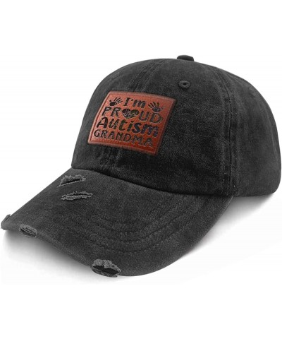 I'm A Proud Autism Grandma Cowboy hat Retro Summer Caps Gifts for Mom Who Like Engraved,Golf Caps Suitable for Allblack $10.9...