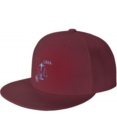 Adjustable Libra Zodiac Sign Snapback Hat for Men Women Baseball Cap Dad Hats Dark Red $10.44 Baseball Caps