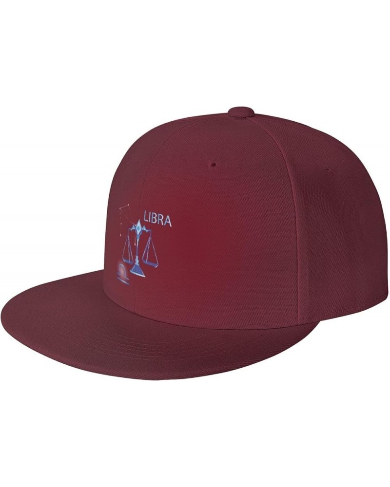 Adjustable Libra Zodiac Sign Snapback Hat for Men Women Baseball Cap Dad Hats Dark Red $10.44 Baseball Caps