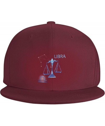 Adjustable Libra Zodiac Sign Snapback Hat for Men Women Baseball Cap Dad Hats Dark Red $10.44 Baseball Caps