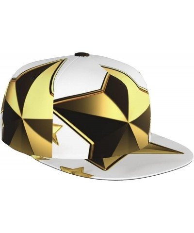 Golden Balloon Printed Adjustable Flat Brim Baseball Cap Neutral Trucker Cap Gold Star $13.17 Baseball Caps