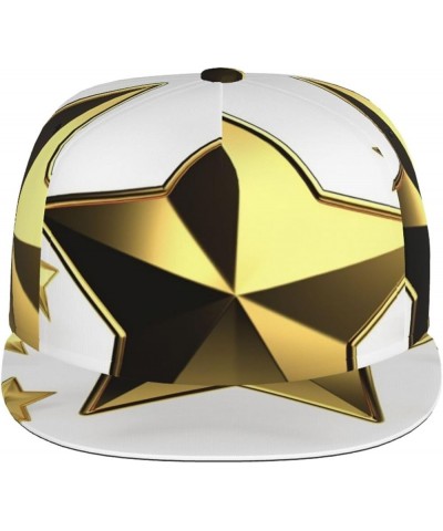 Golden Balloon Printed Adjustable Flat Brim Baseball Cap Neutral Trucker Cap Gold Star $13.17 Baseball Caps