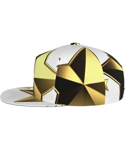 Golden Balloon Printed Adjustable Flat Brim Baseball Cap Neutral Trucker Cap Gold Star $13.17 Baseball Caps