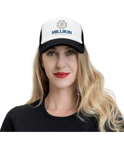 Millikin A University Logo Trucker Hats for Both Men and Women - Mesh Baseball Snapback Hats Black $20.24 Baseball Caps