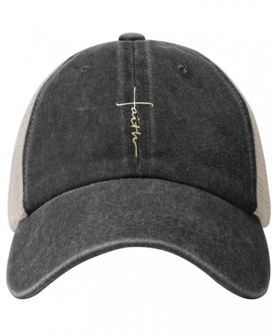 Faith Cross, Christian, Jesus Cowboy Hat Men Vintage Mesh Baseball Cap Women Dad Hat Sun Hat Trucker Hat Black Black $11.26 B...