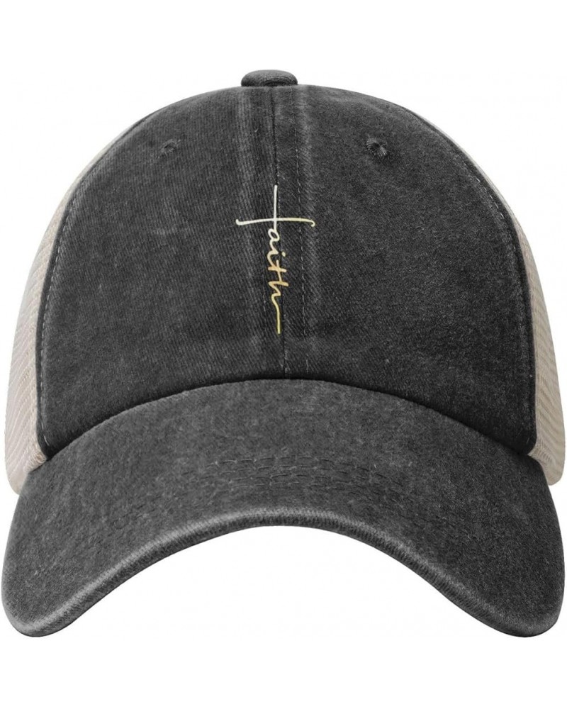 Faith Cross, Christian, Jesus Cowboy Hat Men Vintage Mesh Baseball Cap Women Dad Hat Sun Hat Trucker Hat Black Black $11.26 B...