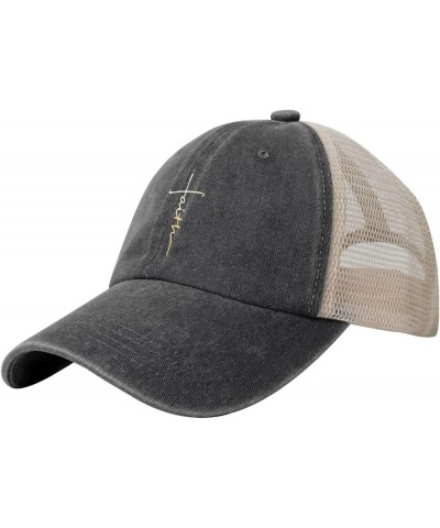 Faith Cross, Christian, Jesus Cowboy Hat Men Vintage Mesh Baseball Cap Women Dad Hat Sun Hat Trucker Hat Black Black $11.26 B...