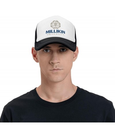 Millikin A University Logo Trucker Hats for Both Men and Women - Mesh Baseball Snapback Hats Black $20.24 Baseball Caps