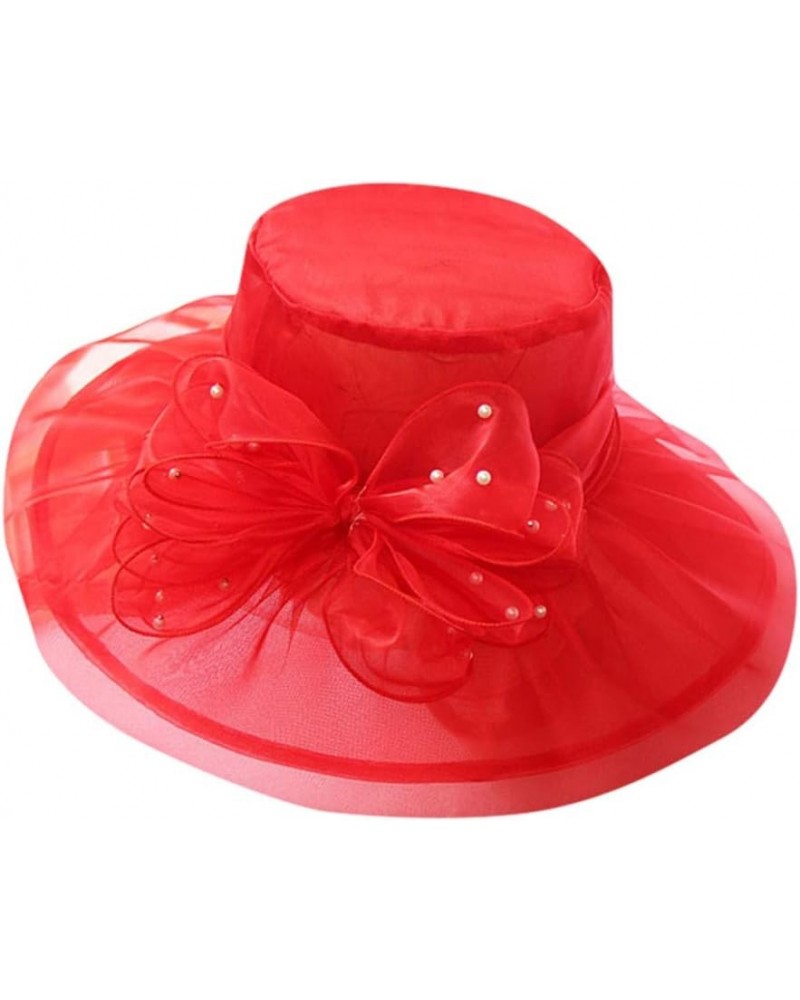 Women's Church Fascinator Bridal Tea Party Wedding Hat Men's Running Hat B-red $7.42 Sun Hats