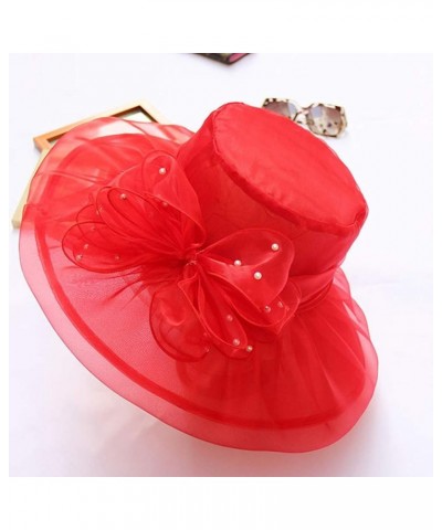 Women's Church Fascinator Bridal Tea Party Wedding Hat Men's Running Hat B-red $7.42 Sun Hats