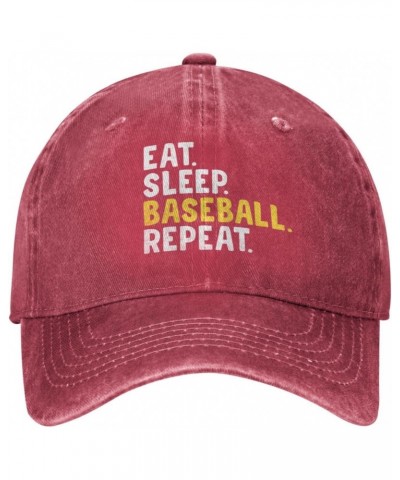 Eat Sleep Baseball Repeat Hat Funny Baseball Cap for Men Women Gift for Baseball Player Black $11.39 Baseball Caps