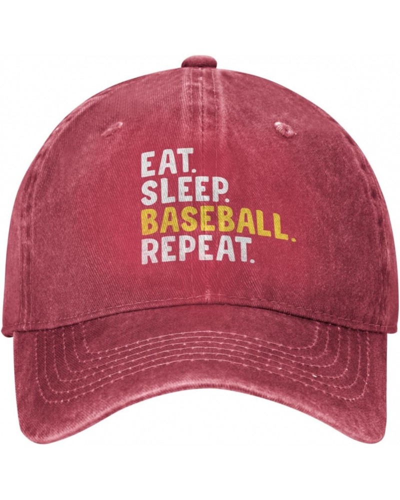 Eat Sleep Baseball Repeat Hat Funny Baseball Cap for Men Women Gift for Baseball Player Black $11.39 Baseball Caps