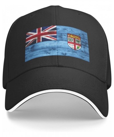 Fiji Flag Comfortable Sandwich Bill Cap Perfect for Leisure Black $12.77 Baseball Caps