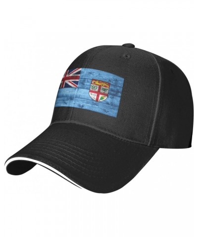 Fiji Flag Comfortable Sandwich Bill Cap Perfect for Leisure Black $12.77 Baseball Caps