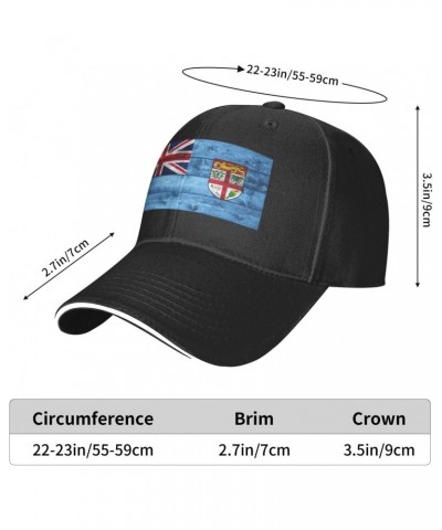 Fiji Flag Comfortable Sandwich Bill Cap Perfect for Leisure Black $12.77 Baseball Caps