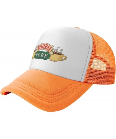 Friends Tv Show Central Perk Trucker Hats for Both Men and Women - Mesh Baseball Snapback Hats Orange $12.38 Baseball Caps