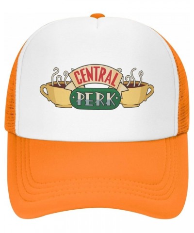 Friends Tv Show Central Perk Trucker Hats for Both Men and Women - Mesh Baseball Snapback Hats Orange $12.38 Baseball Caps