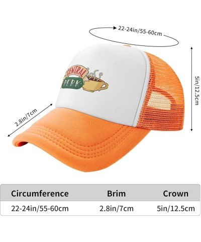 Friends Tv Show Central Perk Trucker Hats for Both Men and Women - Mesh Baseball Snapback Hats Orange $12.38 Baseball Caps