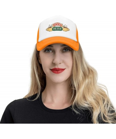 Friends Tv Show Central Perk Trucker Hats for Both Men and Women - Mesh Baseball Snapback Hats Orange $12.38 Baseball Caps