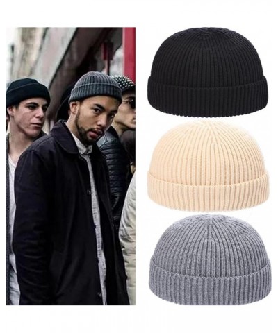 Solid Color Warm Knitted Brimless Hat Men Beanies Winter Autumn Hip Hop Skullcap Street Men Beanie Unisex Melon Cap Women Mal...