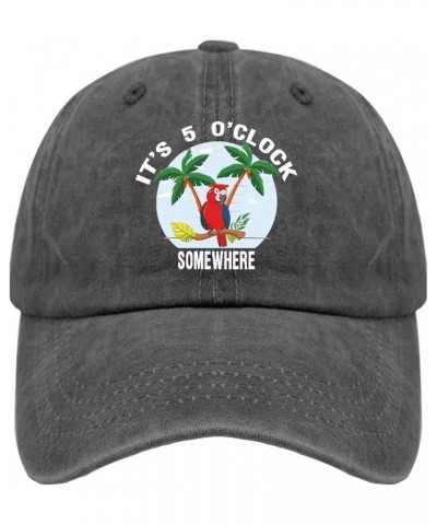 It's 5 O'Clock Somewhere Hat for Women Baseball Cap Vintage Washed Running Hat Cotton Pigment Black $9.07 Baseball Caps