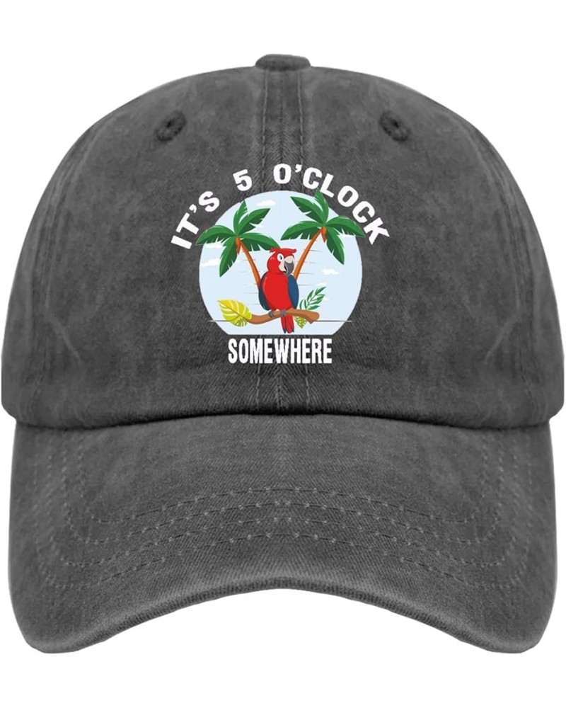 It's 5 O'Clock Somewhere Hat for Women Baseball Cap Vintage Washed Running Hat Cotton Pigment Black $9.07 Baseball Caps