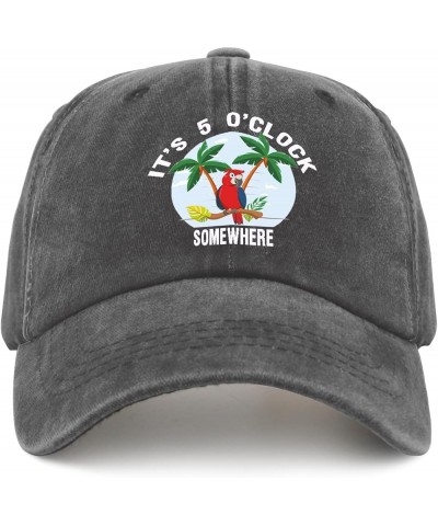 It's 5 O'Clock Somewhere Hat for Women Baseball Cap Vintage Washed Running Hat Cotton Pigment Black $9.07 Baseball Caps