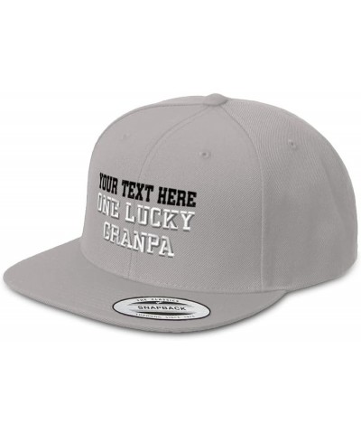 Snapback Hats for Men & Women 1 Lucky Granpa Blessed Family Acrylic Silver Personalized Text Here $15.05 Baseball Caps