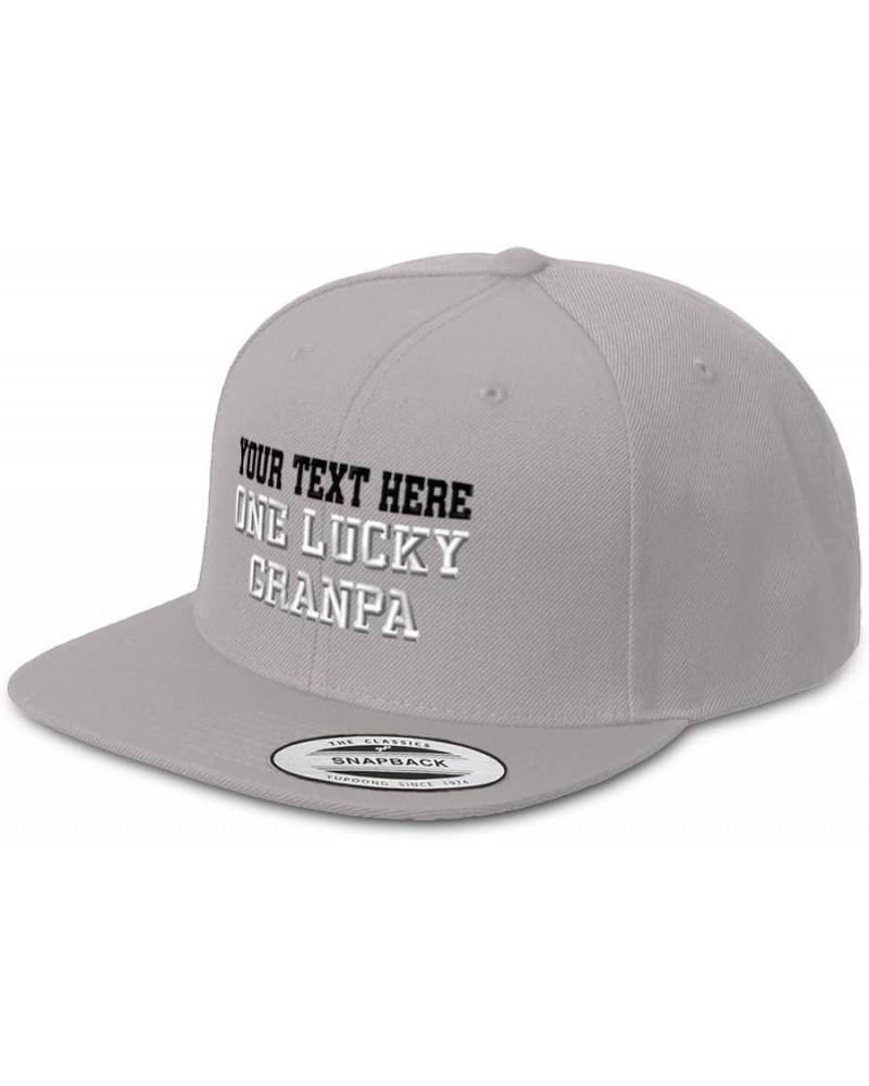 Snapback Hats for Men & Women 1 Lucky Granpa Blessed Family Acrylic Silver Personalized Text Here $15.05 Baseball Caps