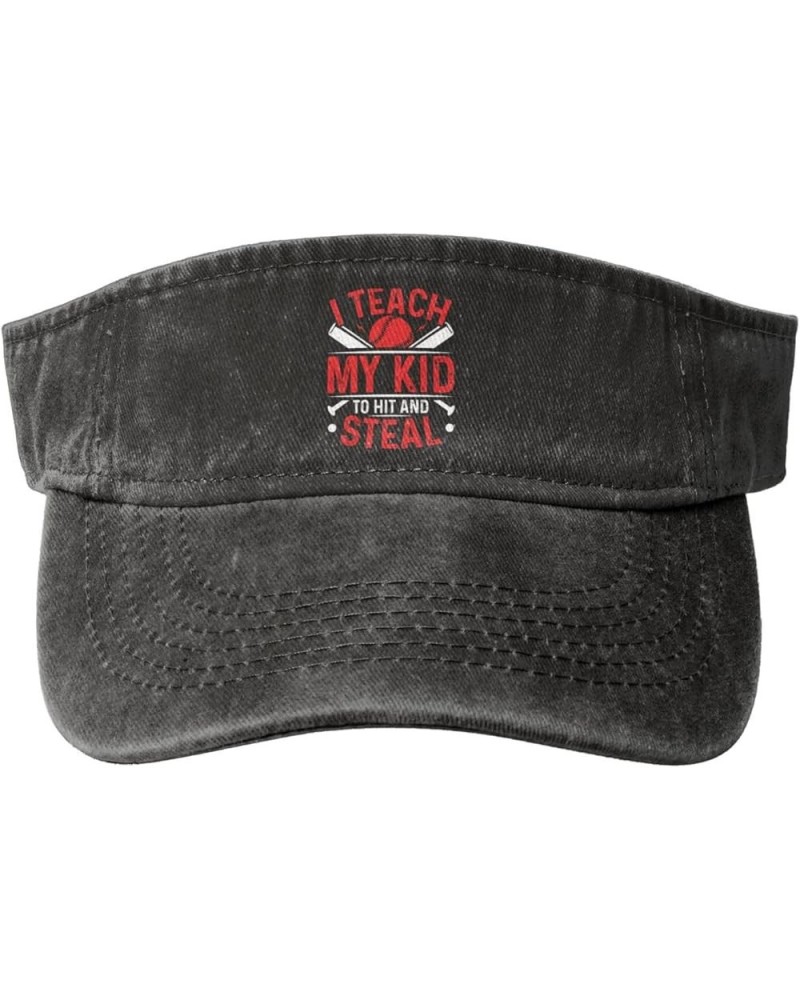 I Teach My Kid to Hit and Steal Sun Hat Sun Visor Hats for Women Men Baseball Cap Golf Hats Black $12.31 Visors