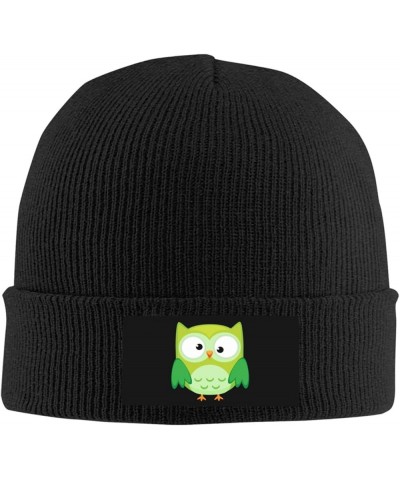 Unisex Beanie for Men and Women Cuffed Plain Knit Hat Winter Soft Warm Beanies Hats Cap Cute Green Owl $13.66 Skullies & Beanies