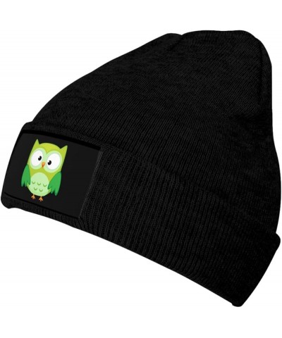 Unisex Beanie for Men and Women Cuffed Plain Knit Hat Winter Soft Warm Beanies Hats Cap Cute Green Owl $13.66 Skullies & Beanies