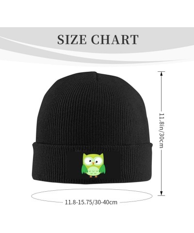 Unisex Beanie for Men and Women Cuffed Plain Knit Hat Winter Soft Warm Beanies Hats Cap Cute Green Owl $13.66 Skullies & Beanies