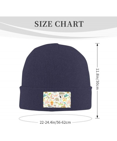 Zoo Alphabet Animal Print Beanie Hat Knitted Cap for Men Women,Thin Warm Knit Slouchy Ski Cap Winter Hip Hop Navy Blue $10.98...