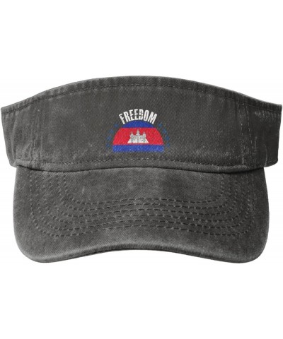 The Cambodia Flag and Freedom Sun Visor Hats for Women Men Adjustable Cotton Sun Hat Golf Cap Deep Heather $12.66 Visors