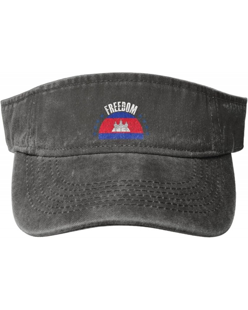 The Cambodia Flag and Freedom Sun Visor Hats for Women Men Adjustable Cotton Sun Hat Golf Cap Deep Heather $12.66 Visors