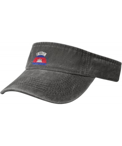 The Cambodia Flag and Freedom Sun Visor Hats for Women Men Adjustable Cotton Sun Hat Golf Cap Deep Heather $12.66 Visors