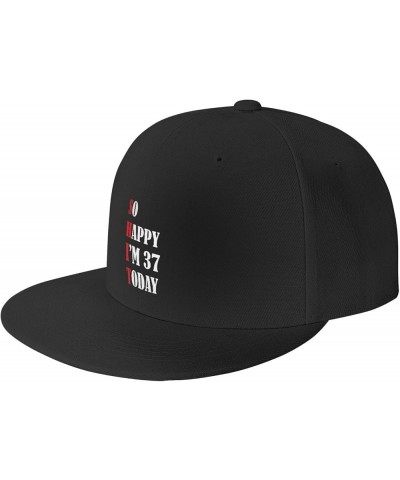 So Happy I'm 37 Today Snapback Hats for Men Baseball Cap Trucker Hat Flat Brim Hats Black $12.59 Baseball Caps