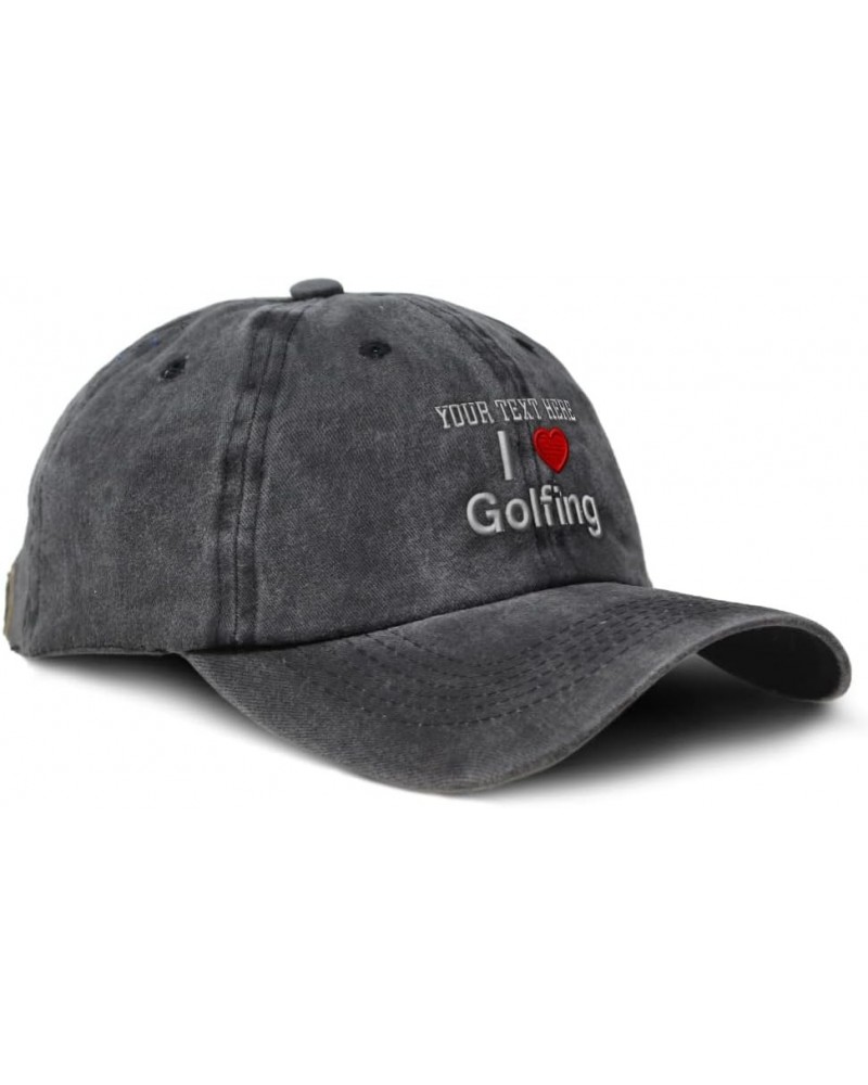 Custom Soft Washed Baseball Cap I (Love) Golfing Red Heart Hobbies Lovers Cotton Black Personalized Text Here $14.78 Baseball...